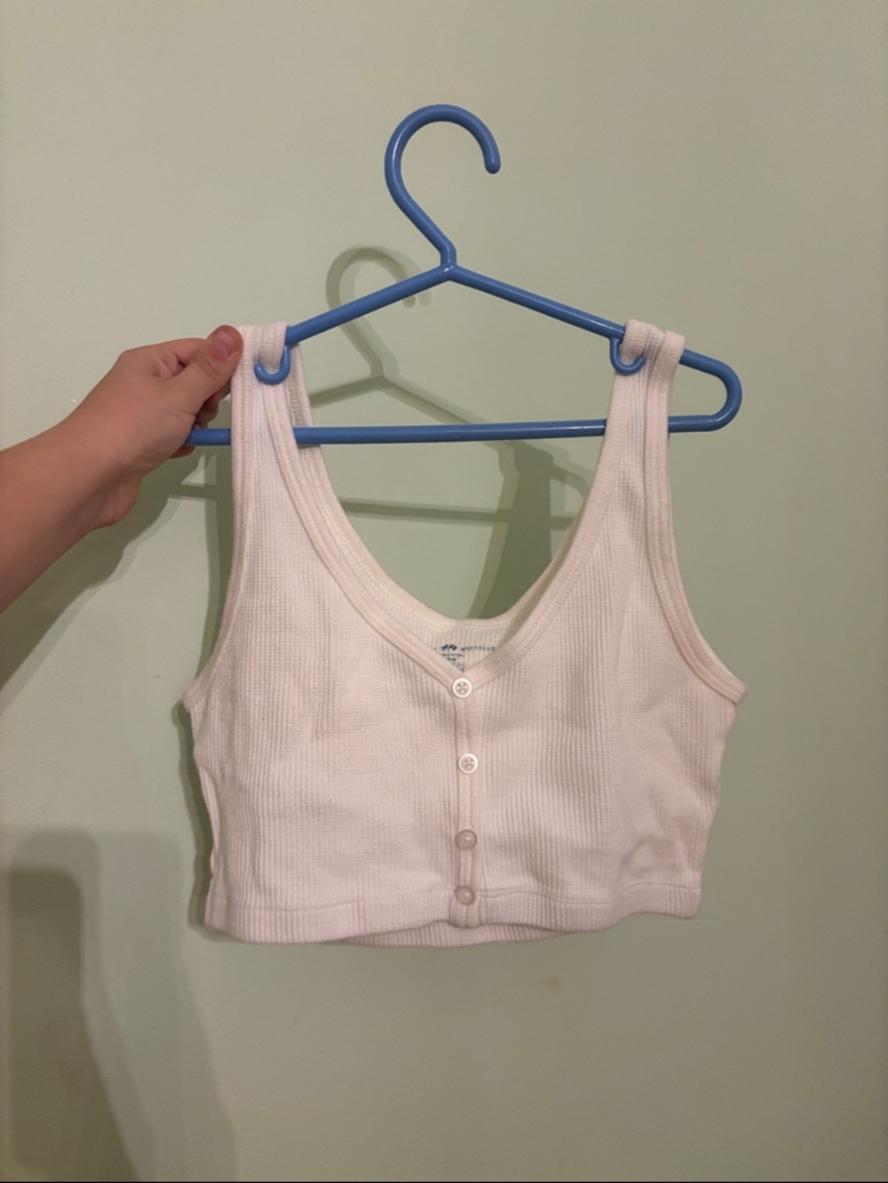 Brandy Melville Ivory Ribbed Button-Front Crop Tank